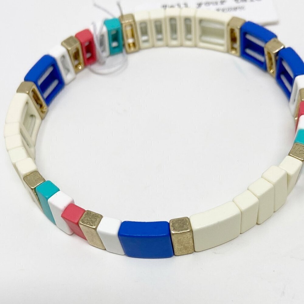 White/Multi Color Stretch Bracelet - Picture 2 of 4